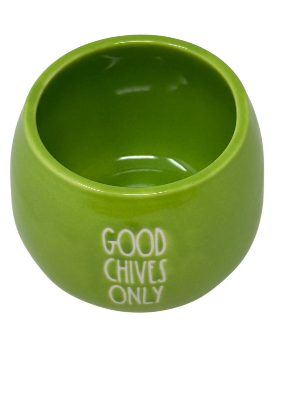 Rae Dunn GOOD CHIVES ONLY Green Ceramic Planter Herb Pot‎ Farmhouse Decor